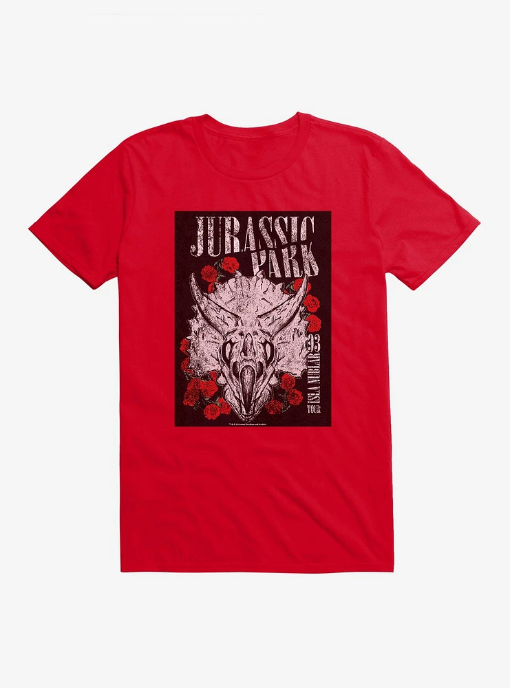 Jurassic Park Dino And Roses T-Shirt