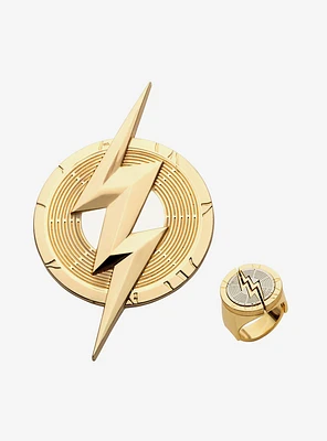 DC Comics The Flash Logo Ring & Pin Set