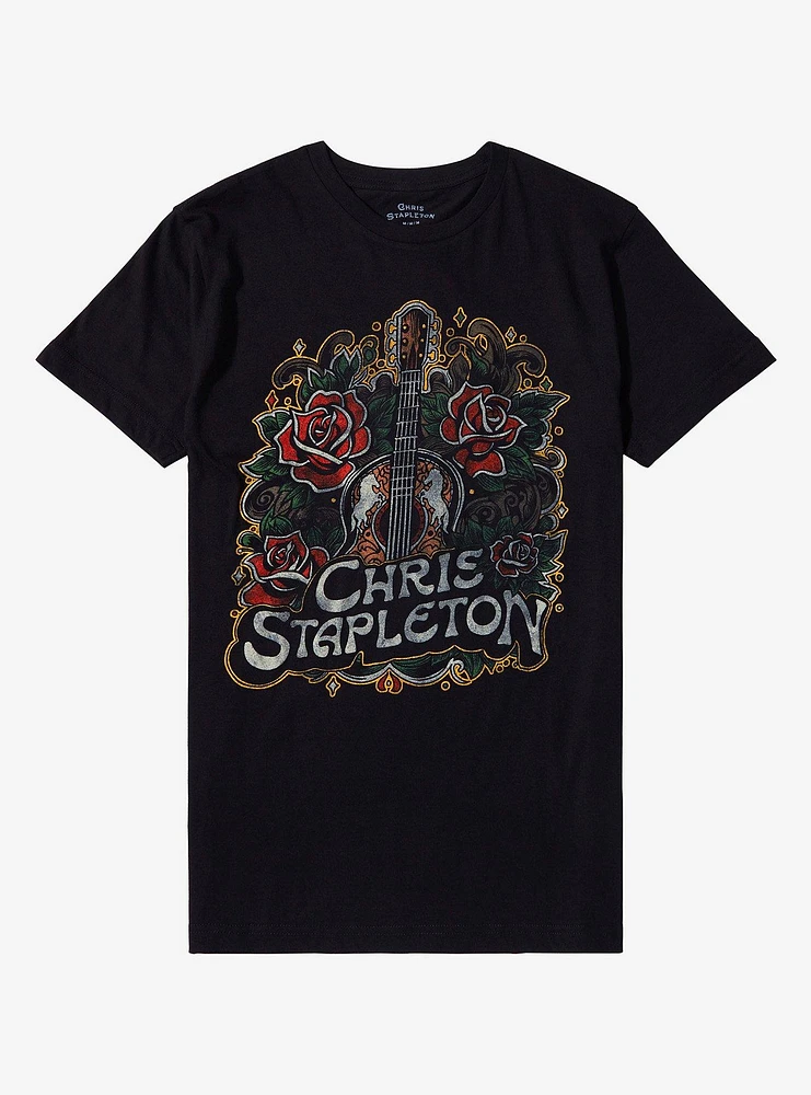 Chris Stapleton Guitar & Roses Boyfriend Fit Girls T-Shirt