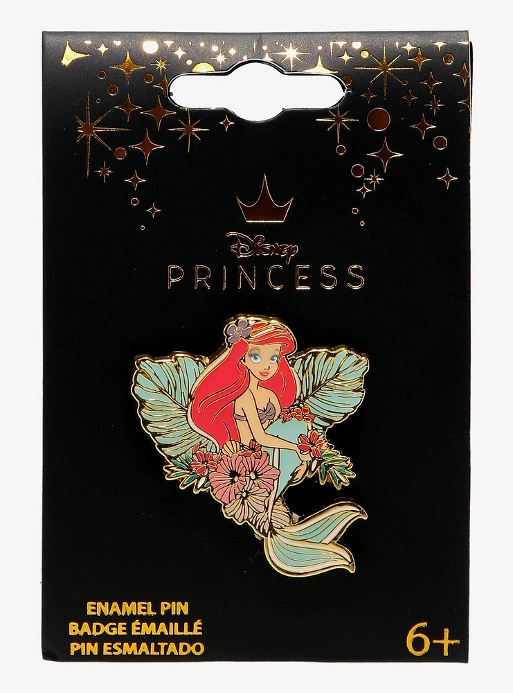 Loungefly Disney The Little Mermaid Ariel Floral Portrait Enamel Pin - BoxLunch Exclusive