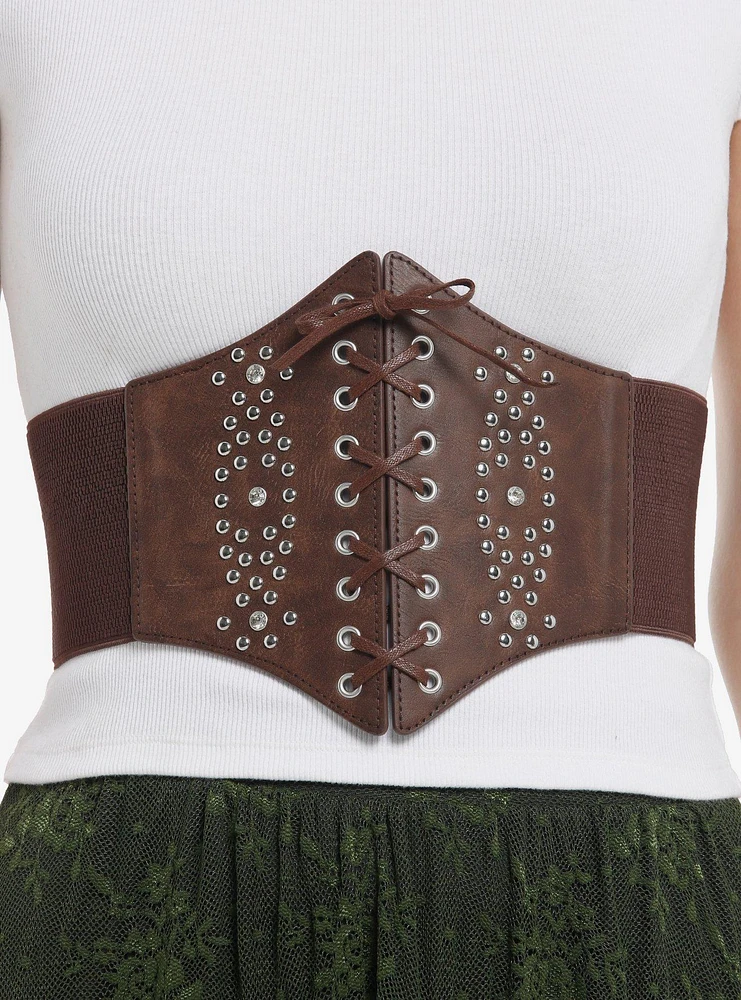 Brown Bling Corset Belt