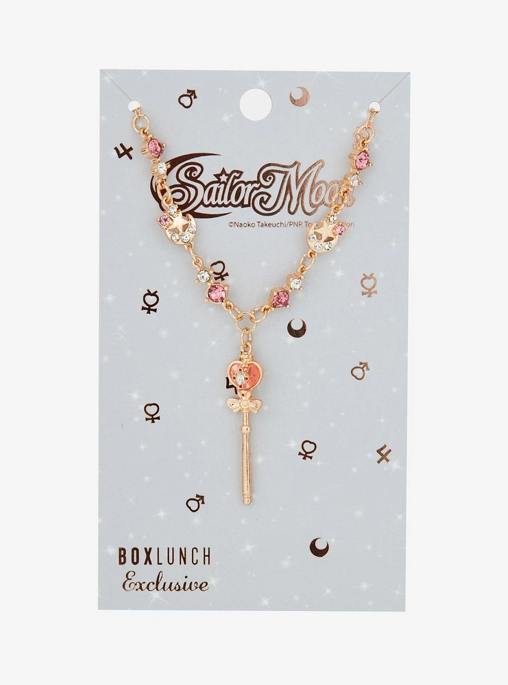 Pretty Guardian Sailor Moon Spiral Heart Moon Scepter Rhinestone Necklace - BoxLunch Exclusive