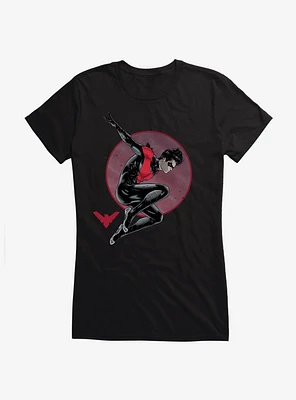 Batman Nightwing Red Suit Jump Girls T-Shirt