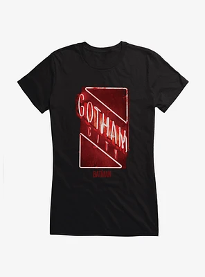 The Batman Gotham City Neon Sign Girls T-Shirt