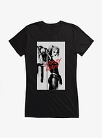 Batman Harley Quinn Black And White Portrait Girls T-Shirt