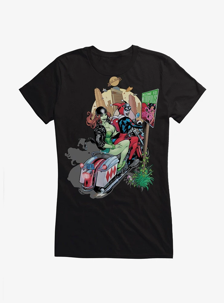 Batman Harley Quinn Poison Ivy Motorcycle Girls T-Shirt