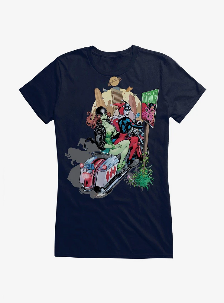 Batman Harley Quinn Poison Ivy Motorcycle Girls T-Shirt