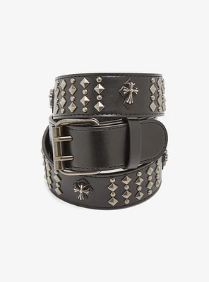 Black Gunmetal Stud Pyramid Belt