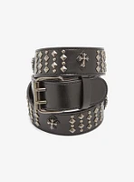 Black Gunmetal Stud Pyramid Belt