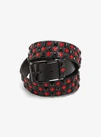 Black & Red Cross Pyramid Stud Belt