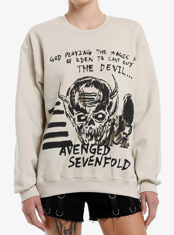 Avenged Sevenfold Devil Skull Beige Girls Sweatshirt