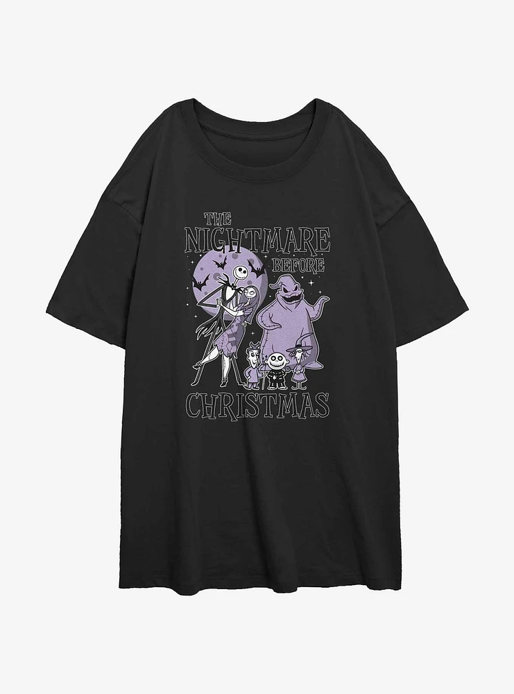 The Nightmare Before Christmas Moonlight Horror Girls Oversized T-Shirt