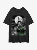 The Nightmare Before Christmas Jack Night Sky Moon Girls Oversized T-Shirt