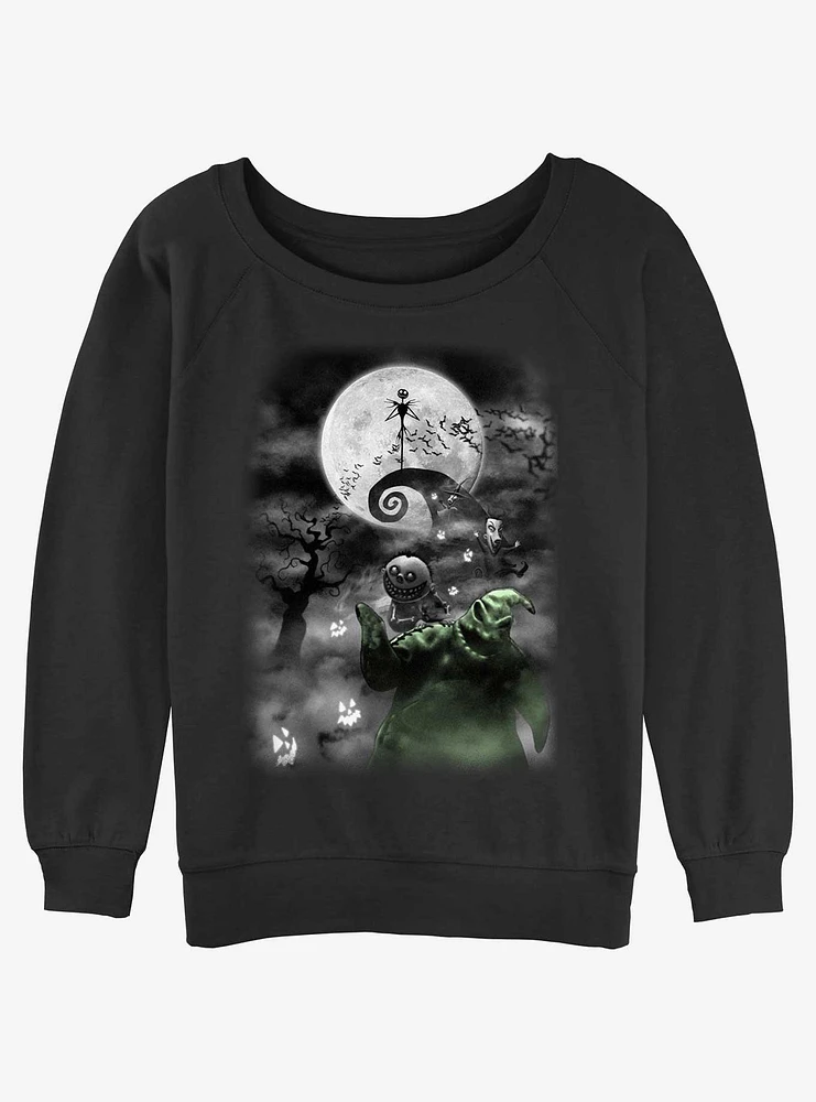 Disney The Nightmare Before Christmas Jack Night Sky Moon Girls Slouchy Sweatshirt