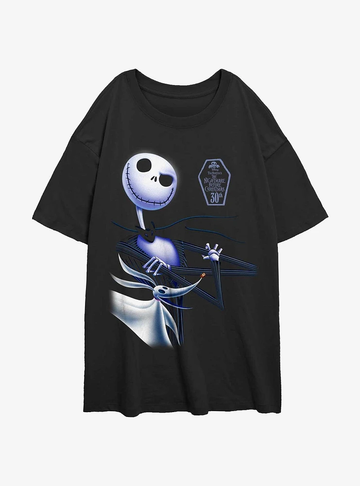 The Nightmare Before Christmas Jack & Zero 30th Anniversary Girls Oversized T-Shirt