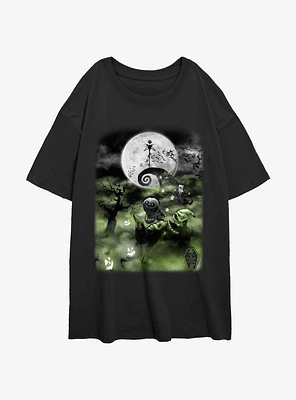 The Nightmare Before Christmas Scary Night Girls Oversized T-Shirt