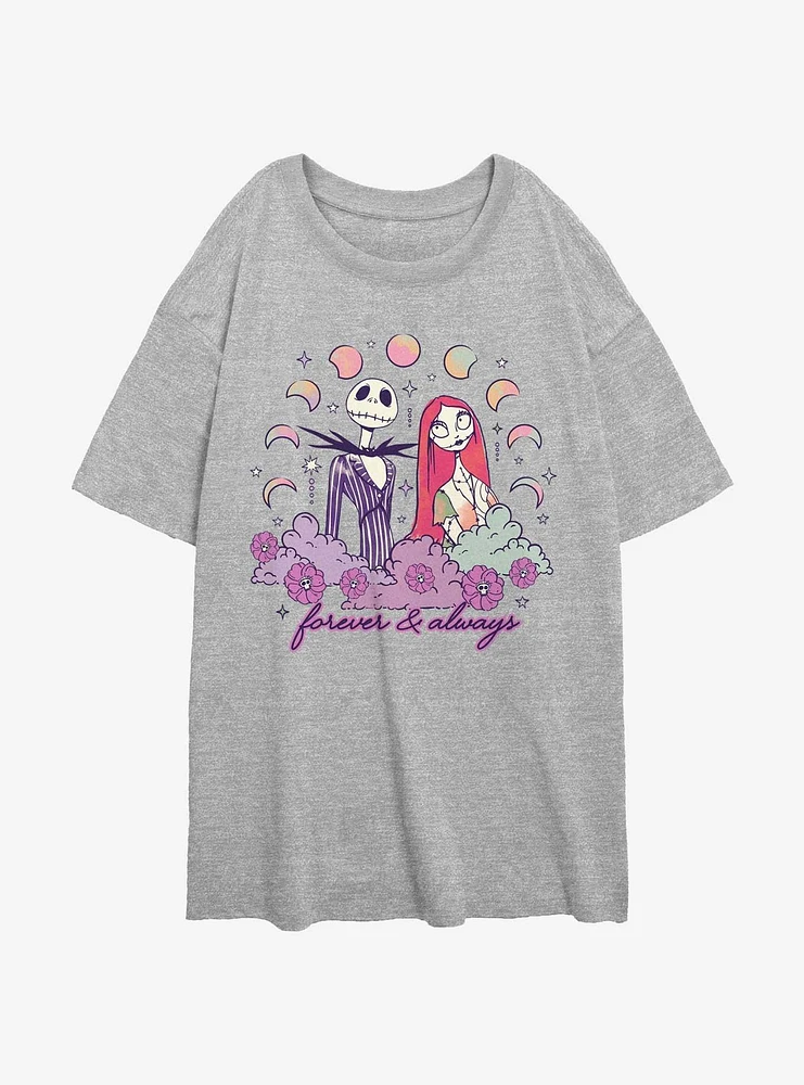 The Nightmare Before Christmas Forever And Always Girls Oversized T-Shirt