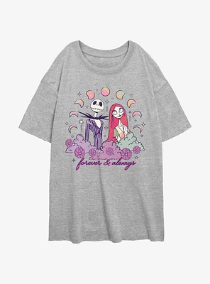 The Nightmare Before Christmas Jack & Sally Forever And Always Girls Oversized T-Shirt