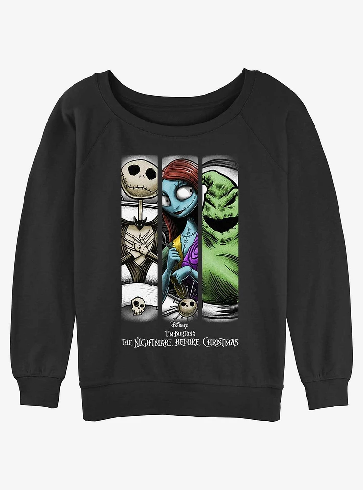 The Nightmare Before Christmas Group Grid Girls Slouchy Sweatshirt