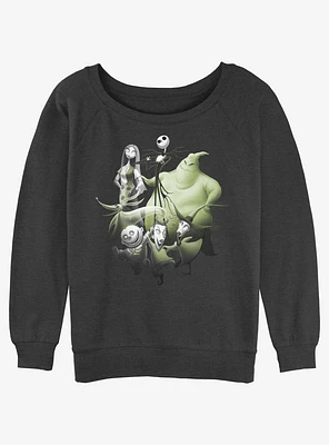 The Nightmare Before Christmas Character Group Shot Girls Slouchy Sweatshirt