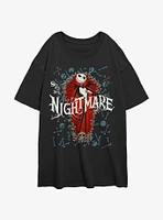 Disney The Nightmare Before Christmas Jack Bone Coffin Girls Oversized T-Shirt