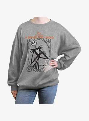 Disney The Nightmare Before Christmas Jack And Zero Girls Oversized Sweatshirt