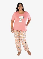 Snoopy Plaid Hugs Pajama Set Plus