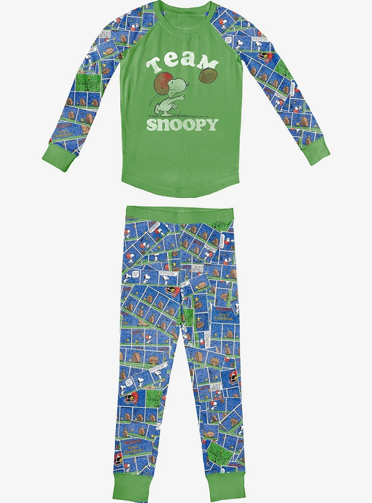 Team Snoopy Long Sleeve Raglan Youth Pajama Set