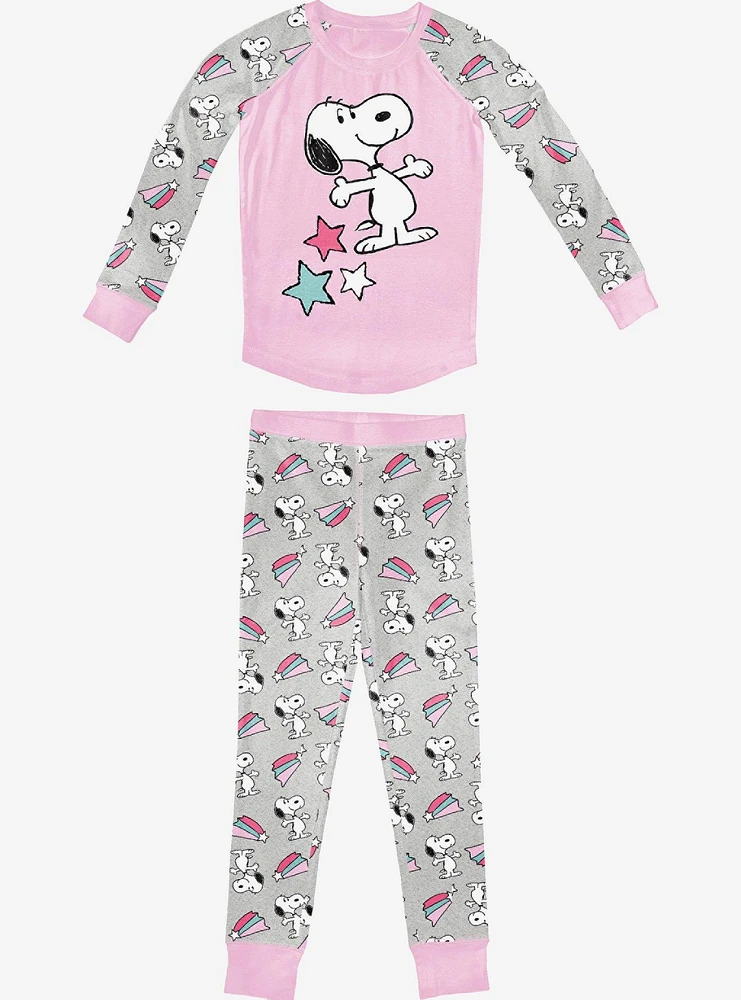 Snoopy Shooting Stars Long Sleeve Raglan Youth Pajama Set