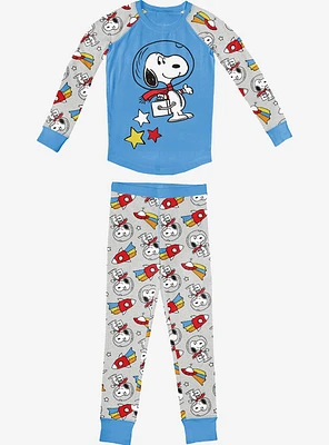 Snoopy Astronaut Long Sleeve Raglan Youth Pajama Set