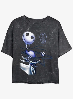 Disney The Nightmare Before Christmas Jack 30th Anniversary Girls Mineral Wash Crop T-Shirt