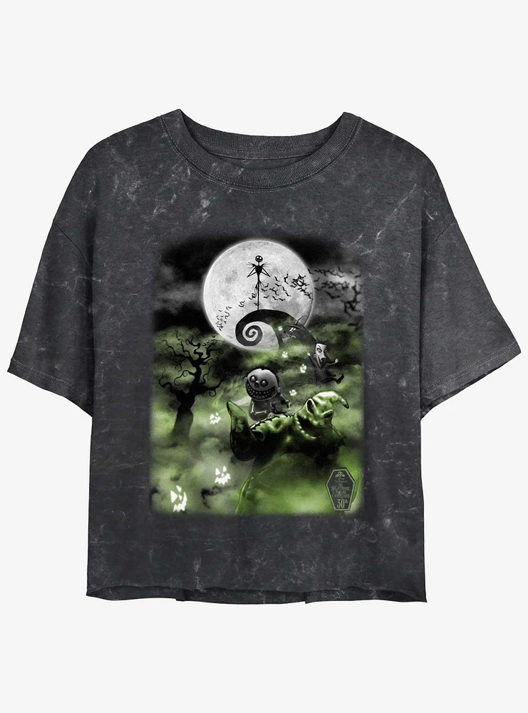 The Nightmare Before Christmas Scary Night Girls Mineral Wash Crop T-Shirt