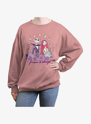 The Nightmare Before Christmas Jack & Sally Forever And Always Girls Oversized Sweatshirt