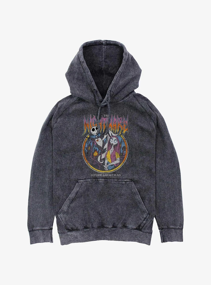 The Nightmare Before Christmas Jack & Sally Metal Mineral Wash Hoodie