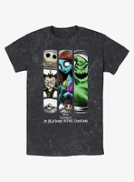 The Nightmare Before Christmas Group Grid Mineral Wash T-Shirt