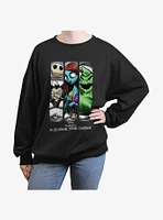 The Nightmare Before Christmas Group Grid Girls Oversized Sweatshirt