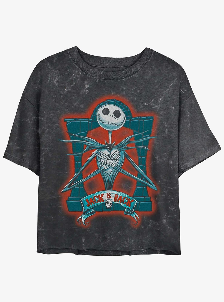 Disney The Nightmare Before Christmas Jack Is Back Girls Mineral Wash Crop T-Shirt