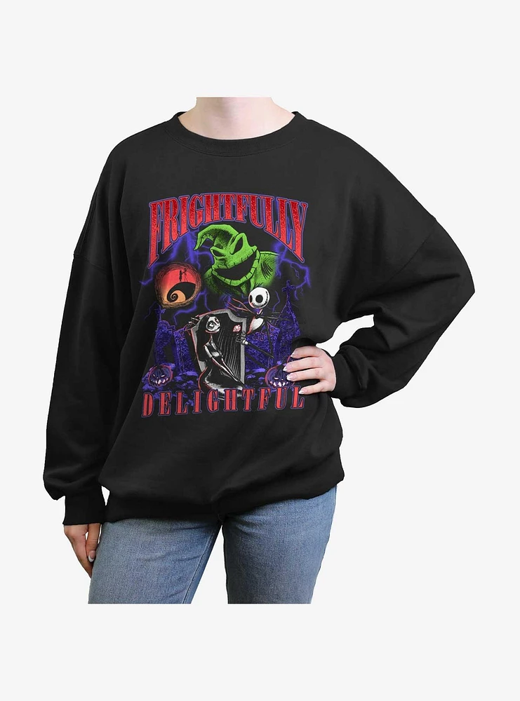 The Nightmare Before Christmas Frightfully Delightful Girls Oversized Sweatshirt