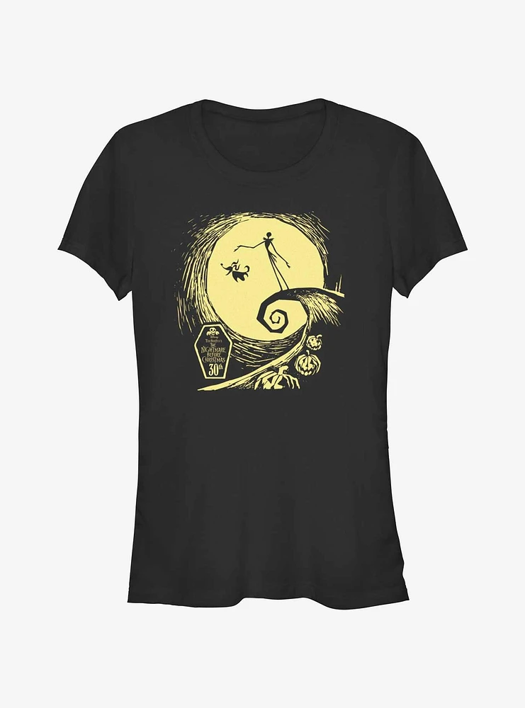 Disney The Nightmare Before Christmas 30th anniversary Jack And Zero Moon Girls T-Shirt