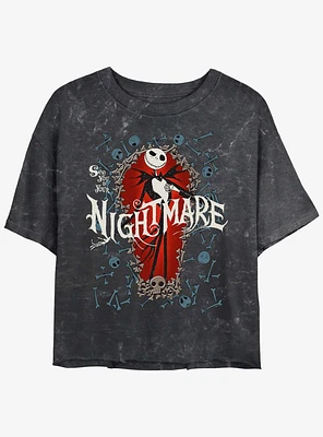 The Nightmare Before Christmas Jack Bone Coffin Girls Mineral Wash Crop T-Shirt