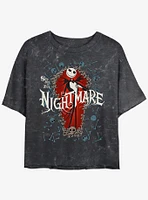 Disney The Nightmare Before Christmas Jack Bone Coffin Girls Mineral Wash Crop T-Shirt