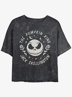 Disney The Nightmare Before Christmas Jack Dandelion Floral Girls Mineral Wash Crop T-Shirt