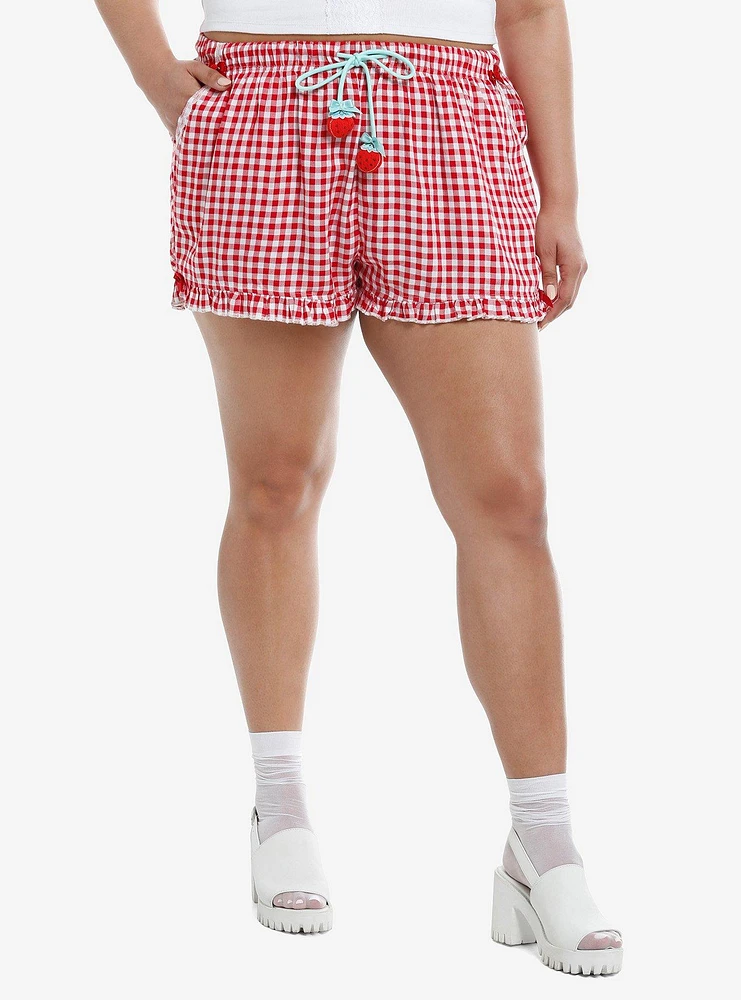 Sweet Society Strawberry Ribbon Girls Lounge Shorts Plus