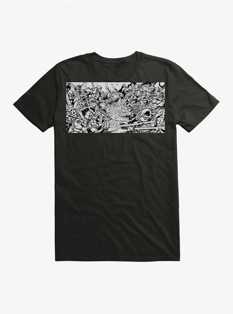 Teenage Mutant Ninja Turtles Black and White Battle T-Shirt