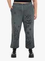 Social Collision Grunge Skull Stars Girls Oversized Jogger Pants Plus