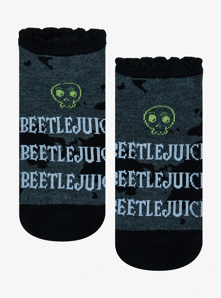 Beetlejuice Repeated Name No-Show Socks