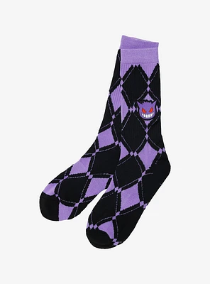 Pokemon Gengar Argyle Crew Socks