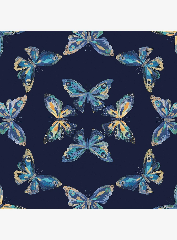 EttaVee Papillon Blue Peel & Stick Wallpaper