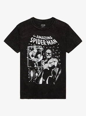 Marvel The Amazing Spider-Man Foil Mineral Wash Boyfriend Fit Girls T-Shirt