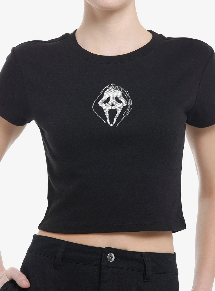 Ghost Face Rhinestone Girls Baby T-Shirt